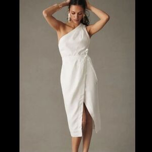By Anthropologie One-Shoulder Linen Dress